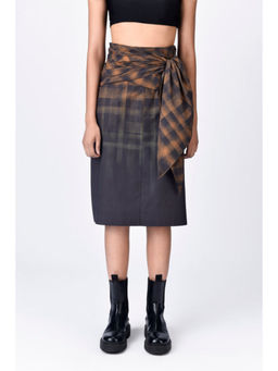 Genes Lecoanet Hemant - Brown Cotton Poplin Abstract Midi Skirt