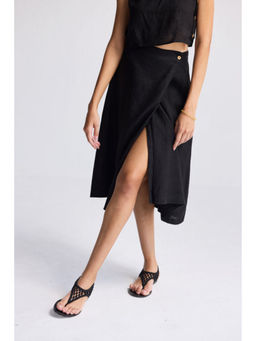 Reistor - Black Overlap Midi Skirt
