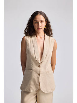Reistor - Beige Sleeveless Hemp Jacket