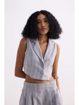Reistor - Grey Cropped Cotton Tweed Vest