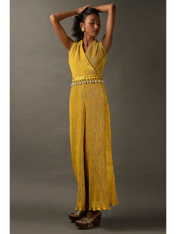 "Two Sisters" by Gyans - Mustard Yellow Lycra Jumpsuit