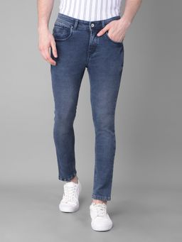 CRIMSOUNE CLUB - Mens Navy Blue Skinny Jeans