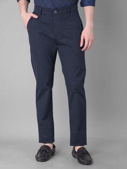 CRIMSOUNE CLUB - Mens Navy Blue Casual Trouser