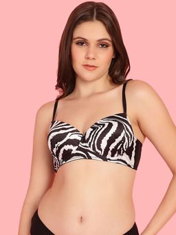PrettyCat - Sexy Zebra Print Lightly Padded T-Shirt Bra for Women