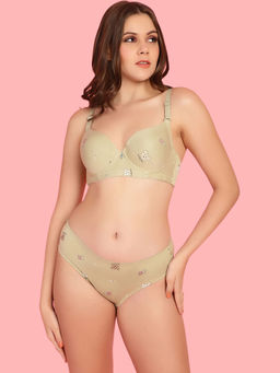 PrettyCat - Lightly Padded T-Shirt Bra Panty with Teddy Print (Set of 2)