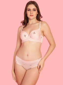 PrettyCat - Lightly Padded T-Shirt Bra Panty with Teddy Print (Set of 2)