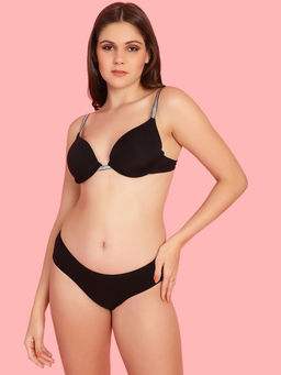 PrettyCat - Sexy Shine Strap Plunge Bra Panty Lingerie (Set of 2)