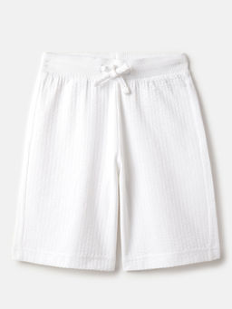 United Colors of Benetton - White Textured Regular Fit Shorts