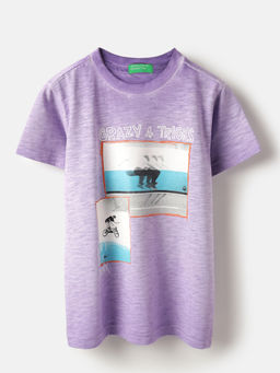 United Colors of Benetton - Purple Regular Fit Round Neck Graphic Print T-Shirt