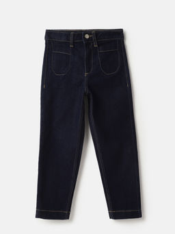 United Colors of Benetton - Navy Blue Solid Slouchy Fit Jeans