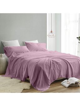 Indra's - Lavender Cotton Solid Plain Bedsheet with 2 Pillow Covers (King)