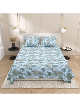 Indra's - Blue Cotton Bedsheet with 2 Pillow Covers (King)