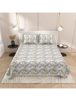 Indra's - Yellow Cotton Bedsheet with 2 Pillow Covers (King)