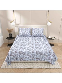 Indra's - Blue Cotton Bedsheet with 2 Pillow Covers (King)