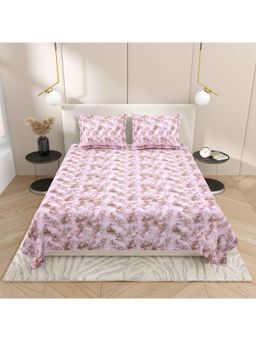 Indra's - Pink Cotton Bedsheet with 2 Pillow Covers (King)