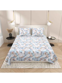 Indra's - Blue Cotton Bedsheet with 2 Pillow Covers (King)