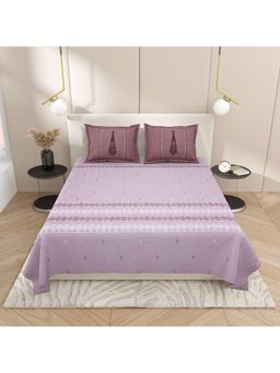 Indra's - Lavender Cotton Bedsheet with 2 Pillow Covers (King)