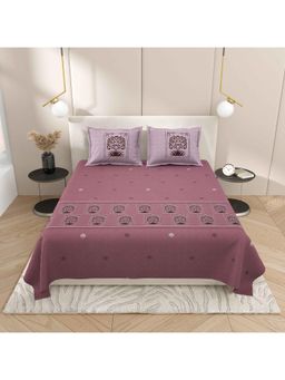 Indra's - Pink Floral Cotton Bedsheet with 2 Pillow Covers (King)