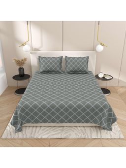 Indra's - Charcoal Cotton Bedsheet with 2 Pillow Covers (King)