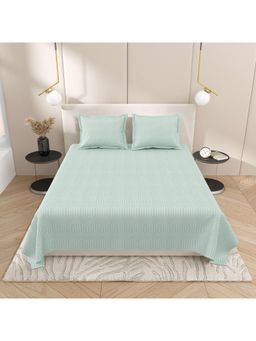 Indra's - Green Cotton Bedsheet with 2 Pillow Covers (King)