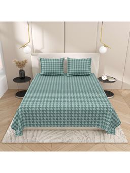 Indra's - Teal Cotton Bedsheet with 2 Pillow Covers (King)