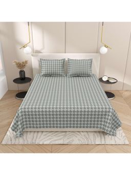 Indra's - Grey Cotton Bedsheet with 2 Pillow Covers (King)