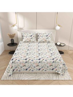Indra's - Multi-Color Floral Bedsheet with 2 Pillow Covers (Double)