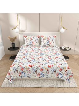Indra's - Multi-Color Floral Bedsheet with 2 Pillow Covers (Double)