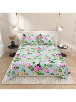 Indra's - Sea Green Viscose Cotton Bedsheet with 2 Pillow Covers (Double)