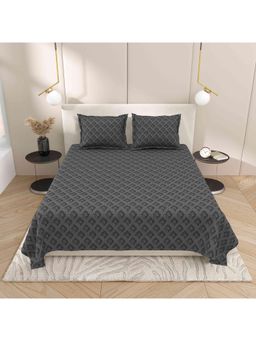 Indra's - Dark Grey Cotton Bedsheet with 2 Pillow Covers (King)