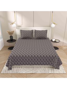 Indra's - Grey Cotton Bedsheet with 2 Pillow Covers (King)