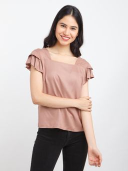 Zink London - Womens Brown Solid Top