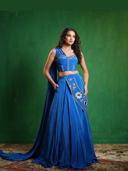 AHI Clothing - Royal Blue Corset Lehenga With Blouse