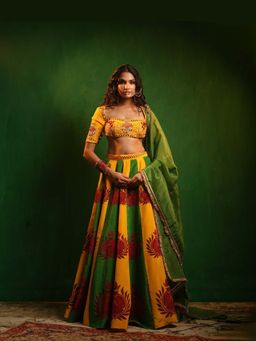 AHI Clothing - Pomegranate Heavy Lehenga Blouse With Dupatta