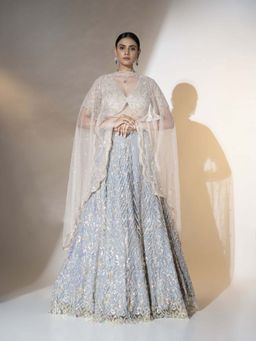 Ellemora - Charcoal Charm Lehenga And Blouse With Dupatta