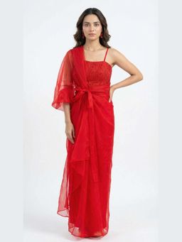 Ellemora - Crimson Thread Work Lehenga And Top