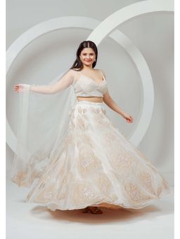 Ellemora - Ivory Sequin Elegance Silk Blouse And Lehenga