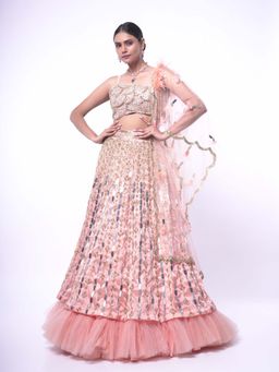 Ellemora - Peach Mirage Lehenga And Blouse With Dupatta