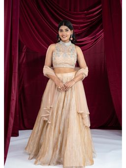 Ellemora - Rose Gold Lehenga And Blouse With Dupatta