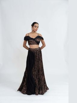 Ellemora - Starlight Serenade Thread Work Lehenga And Top