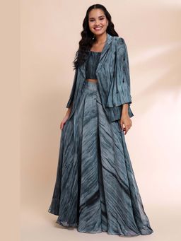 RIRASA - Women's Kaveri Charcoal Blazer With Top And Skirt
