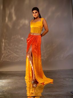 Tussya by Shreya - Red Ravya Corset And Skirt Set