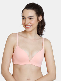Zivame - Innovation Non-Wired Medium Coverage Push-Up Bra - Peach Pearl