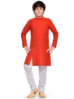 Jeetethnics - Boys Orange Kurta Pyjama Set (Set of 2)