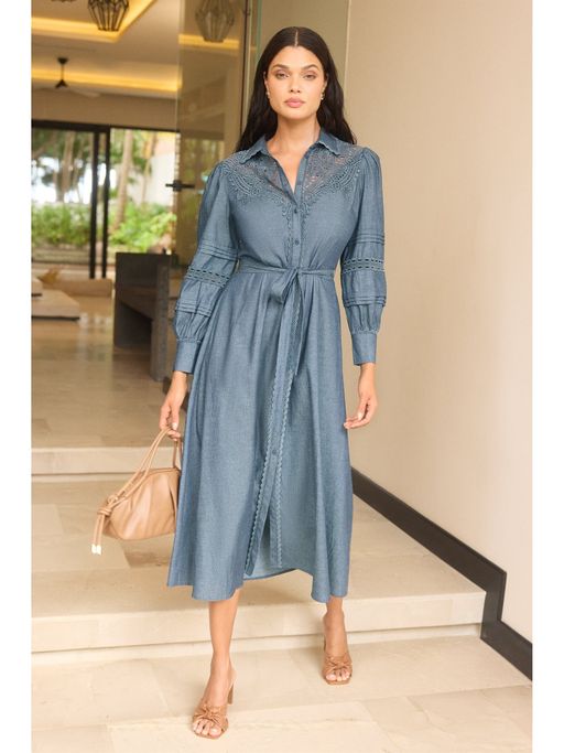 white christmas dresses Denim Shirt Dress