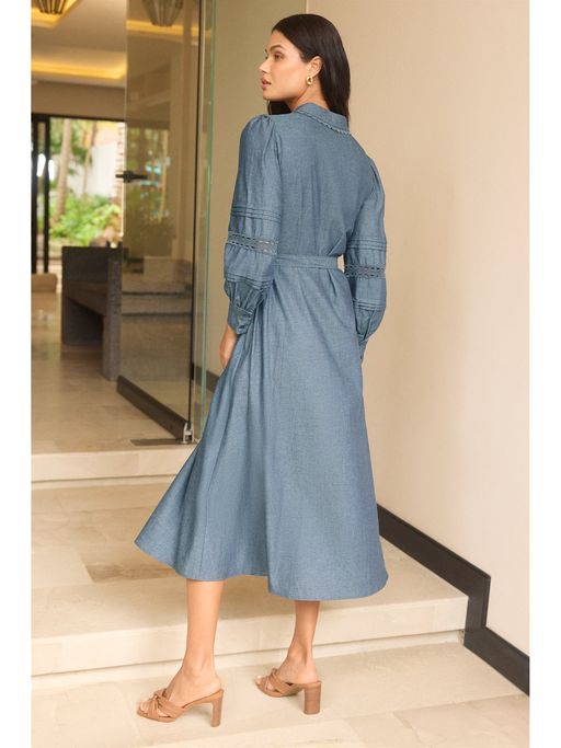 Buy Lipsy Long Sleeve Lace Detail Shirt Dress Online
