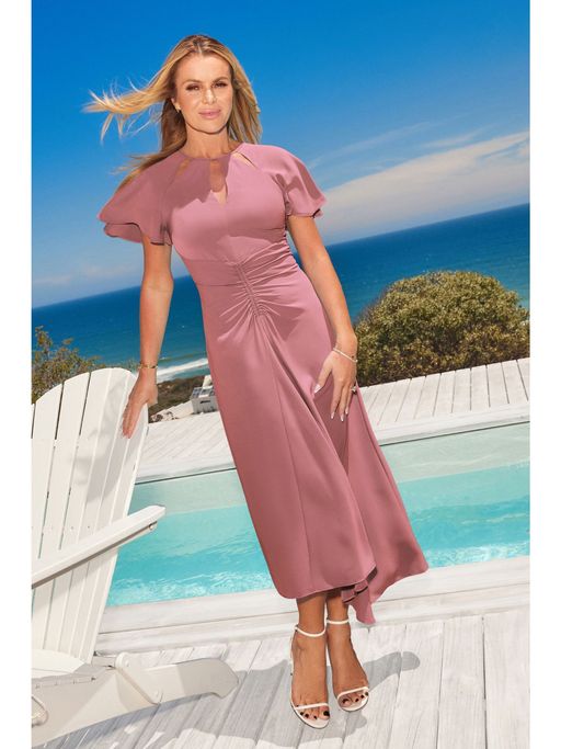 lipsy cut out dress Buy Lipsy Ruched Front Keyhole Cut out Asym Midi Dress Online