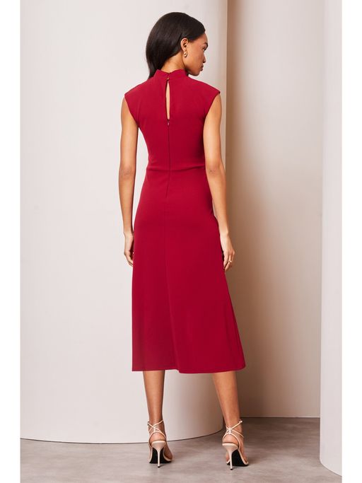 knee length dresses for ladies Wine Lace Choker Midi Dress – AX Paris main image 1