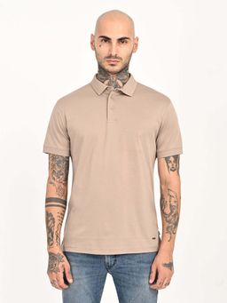 Levi's - Men Solid Beige Slim Fit Polo T-shirt