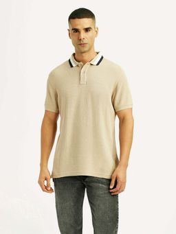 Levi's - Men Solid Beige Slim Fit Polo T-shirt
